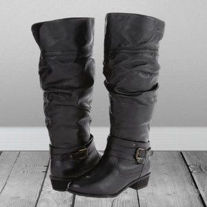 Steve Madden Women’s Leather Casstro Wide Calf Slouch Boot Size 10